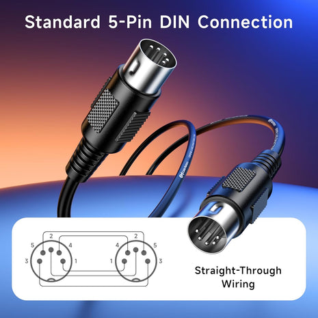 Cable Matters 2-Pack 5 Pin DIN MIDI Cable, 5 Pin MIDI Cable, 6ft | For MIDI Keyboards and Controllers, 5-Pin DIN Male Connectors, Flexible PVC Jacket