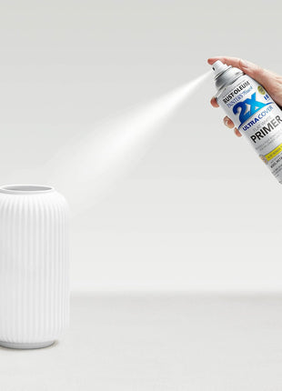 Rust-Oleum Painter's Touch 2X Ultra Cover Spray Primer, Flat White | Indoor and Outdoor Surfaces (Metal, Wood, Plastic), Fast Dry, Durable, Sprays from Any Angle, Comfort Tip, Oil Based