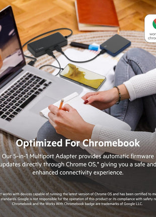 Belkin USB-C Hub 5 in 1 Multiport Adapter | Expands USB-C laptop connectivity for MacBook, Chromebook, and PC, compact design for desk or travel