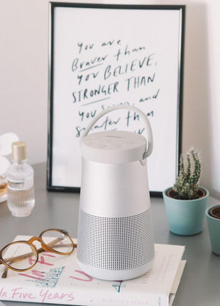 Bose SoundLink Revolve+ (Series II) Bluetooth Speaker, Portable Speaker with Microphone, Wireless and Water Resistant with 360 Degree Sound, Long Lasting Battery and Handle, Silver