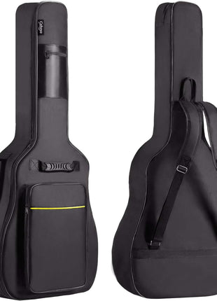 CAHAYA 41 In Acoustic Guitar Bag 0.35 In Thick Padding Water Resistent Dual Adjustable Shoulder Strap Guitar Case Gig Bag with Back Hanger Loop, Black CY0152