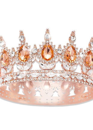 Queen Crown Rhinestone Wedding Crowns and Tiaras for Women Costume Party Hair Accessories Princess Birthday Crown Crystal Bridal Crown (Gold White Crown)