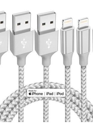 iPhone Charger 3 Pack 10 ft Apple MFi Certified Lightning Nylon Braided Cable Fast Charging Cord Compatible with iPhone 13 12 11 Pro Max XR XS X 8 7 6 Plus SE iPad and More