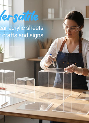 CALPALMY (2-Pack) 12 x 12 Inch Clear Acrylic Sheet Plexiglass 1/4" Thick; Use for Craft Projects, Signs, Display Cases, DIY Projects and More; Cut with Cricut, Engraver, Saw or Hand Tools – No Knives