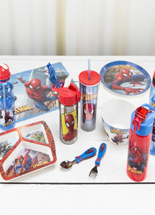 Zak Designs Marvel SpiderMan Kids Spout Cover and Built-in Carrying Loop Made of Plastic, Leak-Proof Water Bottle Design (16 oz, BPA-Free)