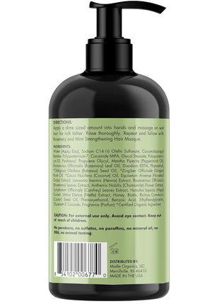 Mielle Organics Rosemary Mint Hair Strengthening Biotin Shampoo - Moisturizing Hair Shampoo for Women and Men to Gently Cleanse, Repair & Protect Strands (12 oz)