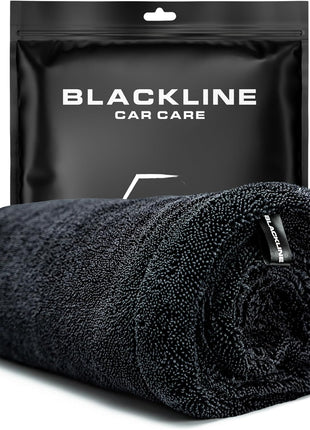 Blackline 24 inchx36 inch Twisted-Loop Car Drying Towel, 1300GSM, Streak Free, Lint Free, Reusable - Car Accessories, Microfiber Cleaning Cloth for Car, Truck, SUV - One Pass is All You Need