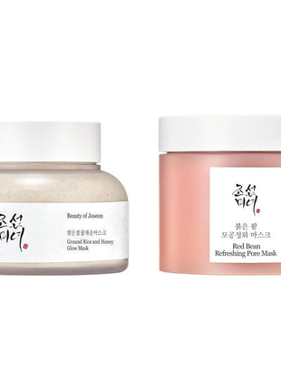 BOJ Red Azuki Bean Pore Cleansing Mask, Rice Honey Grow Mask, Set of 2
