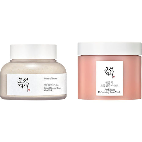 BOJ Red Azuki Bean Pore Cleansing Mask, Rice Honey Grow Mask, Set of 2
