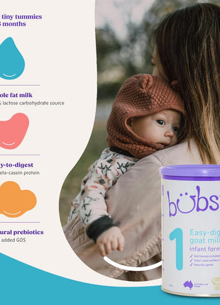 Bubs Goat Milk Infant Formula Stage 1, Infants 0-6 months, Made with Fresh Goat Milk, 14.1 oz