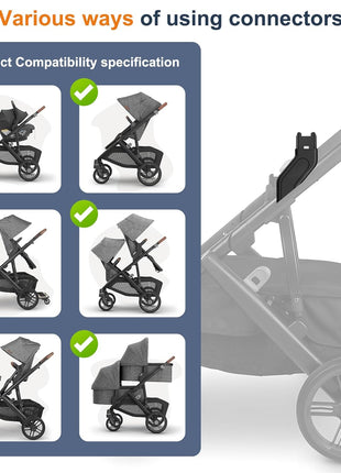 UTNVBTR Upper Adapter Accessories Compatible with UPPAbaby Vista, Vista V2, and Vista V3 Strollers – Secure Fit for Bassinet, Toddler Seat, Aria, Mesa V2, or Mesa Max Infant Car Seats – 1 Set