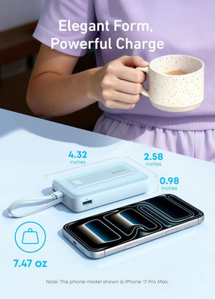 Anker Portable Charger, 10,000mAh 30W Power Bank, USB-C in and Out Fast Charging Battery Pack, Travel Essential Phone Power Bank, for iPhone 16/15, iPad, MacBook, Galaxy, Google, and More