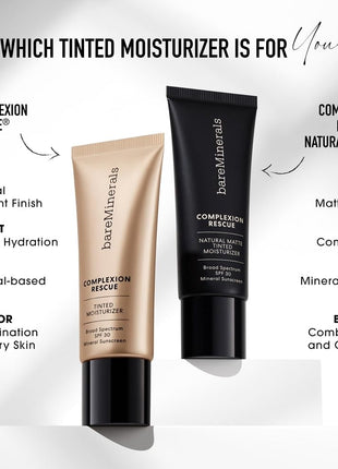 bareMinerals Complexion Rescue Tinted Moisturizer with SPF 30, Hydrating Tinted Mineral Sunscreen with Hyaluronic Acid, Sheer-to-Light Coverage, Multi-tasking, Skincare Infused Makeup