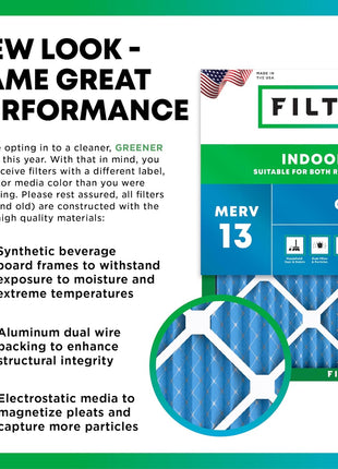 Filterbuy 20x25x4 Air Filter MERV 13 (MPR 1900) Health Defense Replacement (2-Pack), Electrostatic Pleated HVAC AC Furnace Filters, Made in USA (Actual Size: 19.50 x 24.50 x 3.63)