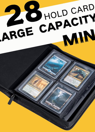 Top loader Binder, Holds 128+ Toploaders, 4 Pocket Top Loader Card Storage Case, Double-Sided Pockets for trading card in 3 x 4'' Toploaders