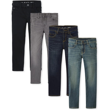 The Children's Place Boys Basic Straight Leg Jeans,Carbon Wash/Deep Blue Wash/Dk Juptier 3 Pack,8