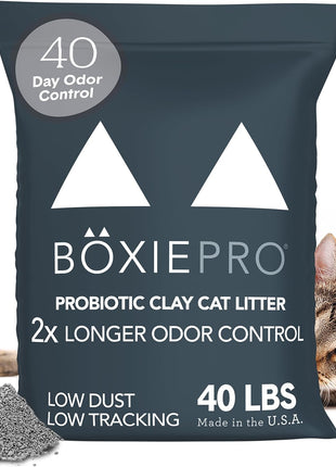 Boxie Probiotic Cat Litter, 40 Day Odor Control, Clumping Clay Kitty Litter, Odor Eliminating Probiotics, Dust-Free, No Fragrances No Fillers, 16 lb