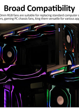 PANO-MOUNTS 120mm 6-Pin Infinity Mirror RGB Computer PC Case Fans with 6-Pin Fan Hub and Adjustable Color Controlled by Remote 3-Pack Black