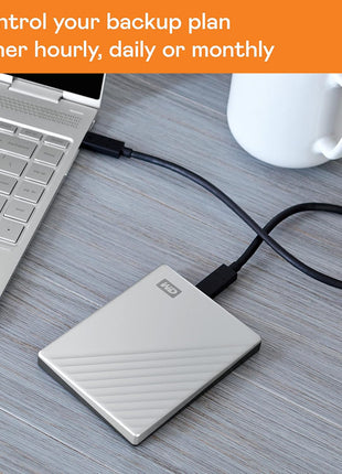 WD 2TB My Passport Ultra, Silver, Portable External Hard Drive, backup software with defense against ransomware, and password protection, USB-C and USB 3.1 - WDBC3C0020BSL-WESN