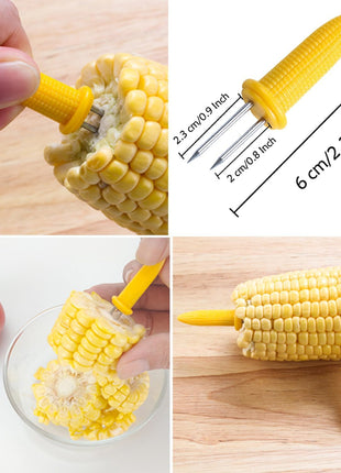 24 Pack Stainless Steel Corn Holders - Corn on the Grill & Cob Skewers for Home & BBQ Cooking