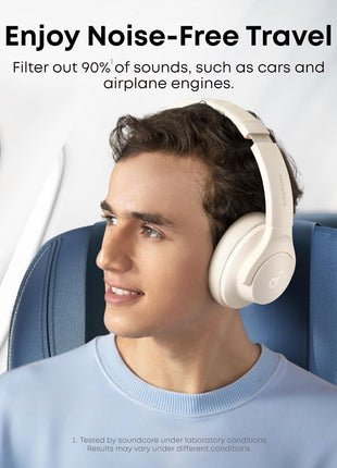 Soundcore by Anker Q20i Hybrid Active Noise Cancelling Headphones, White | Over-Ear, Bluetooth, 40H ANC Playtime, Hi-Res Audio, Big Bass, Transparency Mode, Customize via App, Travel, Home, Office