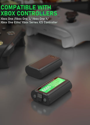 GKHERD Rechargeable Controller Battery Pack for Xbox One/Xbox Series X|S, 2x6660mWh Battery Pack with Type-C Charging Cable for Xbox One/S/X/Elite Controller
