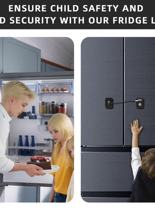 RORMGO Refrigerator Lock 2 Packs, Fridge Lock with Silicone Wire Protection Fridge Locks for Kids Easy to Use and Install Cabinet Locks with Key, Black