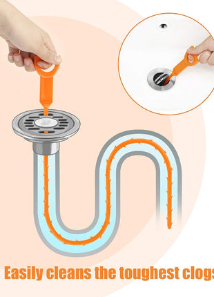 6 Pack 25 Inch Drain Snake Hair Clog Remover Tool, Flexible Sink Drain Cleaner for Shower, Bathtub, Bathroom Sink and Kitchen Sink, Reusable Drain Cleaning Tool for Hair Blockage Removal
