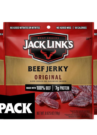 Jack Link's Beef Jerky, Original, Multipack Bags   Flavorful Meat Snacks for Lunches, Ready to Eat Protein Snacks, Individual Packs   7g of Protein, Made with 100% Beef   0.625 oz (Pack of 5)