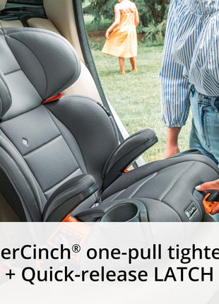 Chicco KidFit ClearTex Plus 2-in-1 Belt-Positioning Booster Car Seat | Obsidian, belt-positioning booster seat, ages 4+, 40-100 lbs, DuoGuard protection, ErgoBoost foam, flame retardant-free