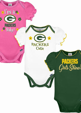 Gerber NFL Baby-Girls NFL Team 3 Pack Short Sleeve Onesie Bodysuit