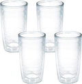 Tervis Clear & Colorful Tabletop Made in USA Double Walled Insulated Tumbler Travel Cup Keeps Drinks Cold & Hot, 16oz   4pk, Clear