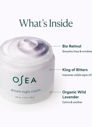 OSEA Dream Night Cream with Bio-Retinol - Anti-Aging Hydrating Face Cream with Algae-Derived Bio Retinol - Plumps, Firms, & Smooths Line and Wrinkles