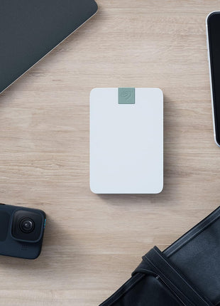 Seagate Ultra Touch HDD 2TB External Hard Drive - 7mm, Cloud White, Post-Consumer Recycled Material, 6mo Dropbox and Mylio, Rescue Services (STMA2000400)