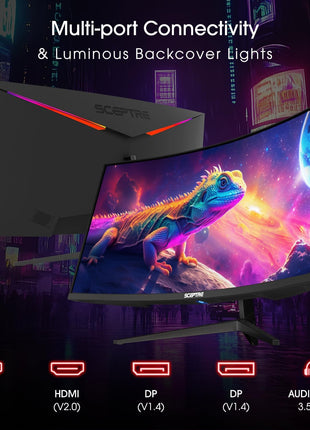 Sceptre 34-Inch Curved Ultrawide WQHD Monitor, 3440 x 1440, R1500, Up to 180Hz/165Hz, DisplayPort x2, 100% sRGB, 1ms, Built-in Speakers, Black (C345B-QUT168 Series)