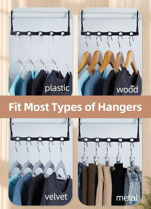 HOUSE DAY Black Magic Space Saving Hangers 10 Pack, Premium Smart Hanger Hooks, Sturdy Cascading Hangers with 5 Holes for Heavy Clothes, Closet Organizers and Storage, College Dorm Room Essentials