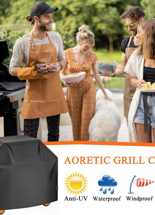 Grill Cover, 58 inch BBQ Gas Grill Cover for Outdoor Grill, Charbroil Grill Cover Barbecue Waterproof, Anti-UV for Weber Char-Broil Monument, Dyna-glo Nexgrill Spun Polyester