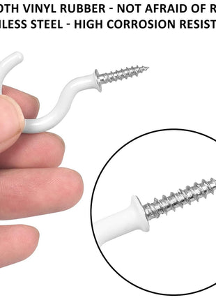 Romeda 90 Pcs White Ceiling Hooks kit, 6 Sizes Vinyl Coated Screw-in Plant, Kitchen, Cup, Ceiling Hooks for Hanging (1/2in, 5/8in,3/4in,7/8in,1'',1-1/4in)