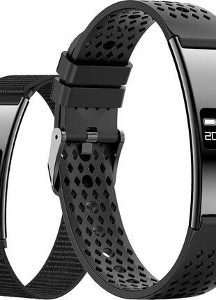 Smart Bracelet Ultra Thin Fitness Tracker for Women Men Slim Health Band Sleep Heart Rate Monitor Pedometer Step Counter Lightweight Ladies Wearable Activity Tracker, Silicone & Nylon Strap