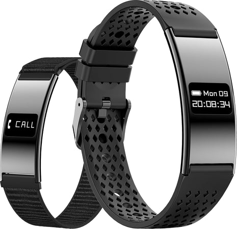 Smart Bracelet Ultra Thin Fitness Tracker for Women Men Slim Health Band Sleep Heart Rate Monitor Pedometer Step Counter Lightweight Ladies Wearable Activity Tracker, Silicone & Nylon Strap