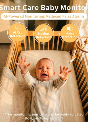 ALIOBC Baby Monitor with Camera and Audio WiFi & No-WiFi Modes AI Smart Baby Camera Cry Detection Night Vision 1080p FHD Camera and 5inch Large Screen Two-Way Talk 1000ft Range Easy Setup for New Parents