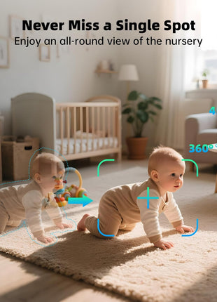 Baby Monitor with Camera and Audio - 7inch Split Screen, 5000mAh Battery (100H in VOX), 1080P PTZ Baby Camera Monitor with Flexible Mount, No WiFi Baby Monitor, Secure 2.4GHz FHSS