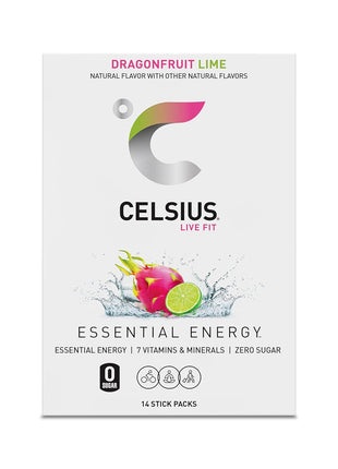 CELSIUS® On-The-Go Powder Sticks Dragonfruit Lime, Essential Energy 2.8 Oz
