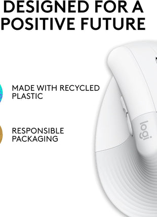 Logitech Lift for Mac Wireless Vertical Ergonomic Mouse, Bluetooth, Quiet Clicks, Silent Smartwheel, 4 Customizable Buttons, for macOS/iPadOS/MacBook Pro/MacBook Air/iMac/iPad - Off White