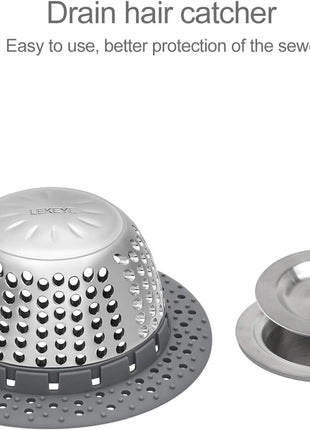LEKEYE Drain Hair Catcher/Bathtub Drain Cover/Drain Protector for Pop-Up & Regular Drains(Patented Product)