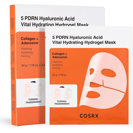 COSRX 5PDRN Special Rough Skin Repair Hydrogel Pack (3 Pieces), PDRN Mask Pack, 5 Types of PDRN, Large Capacity, Sensitive Skin, 8 Types of Hyaluronic Acid, Tested for Human Body, Korean Skin Care, Cosur X, Essence, Skin Care, Korean Cosmetics