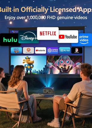 3200 ANSI/ Official Apps/360°Stand 4K Projector with WiFi and Bluetooth, Auto Focus, Auto Keystone Short Throw Projector Native 1080P Support 36W DoIby Audio Smart Projector