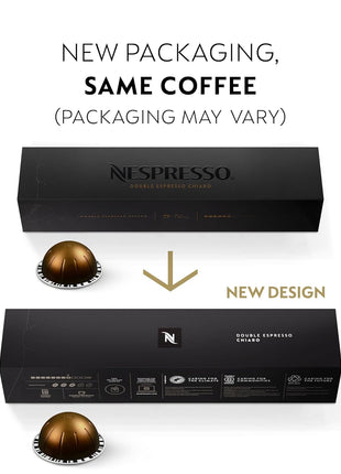 Nespresso Vertuo, Double Espresso Chiaro, 30-Count Espresso Coffee Pods | Capsules Medium Roast Pack of 1 Brews 2.7oz