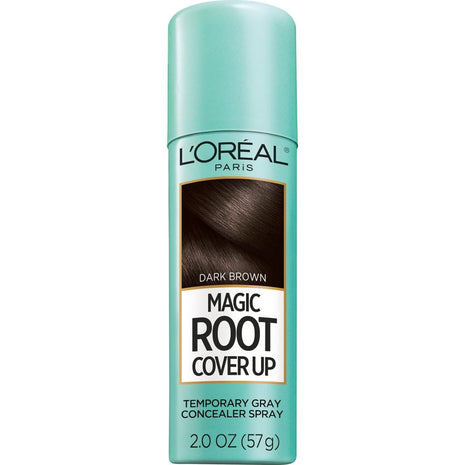 L'Oreal Paris Magic Root Cover Up Gray Hair Spray, 100% Gray Hair Coverage with Buildable, Lightweight, Transfer-Resistant, and Temporary Formula, Ammonia-Free, Dark Brown, 2 oz (1 Count)