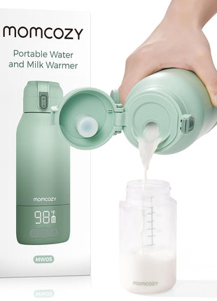 Momcozy Portable Bottle Warmer for Travel – Dual Heating Modes for Breast Milk & Water, Portable Milk Warmer with Fast Heating & Long Battery Life, 17 Ounces Large Capacity to Meet Your All-Day Needs